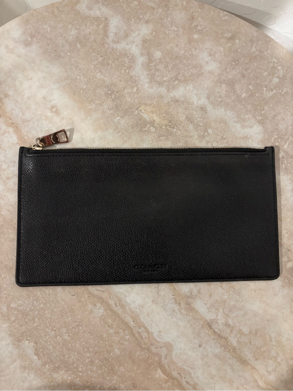 Coach Black Saffiano Leather Zip Travel Pouch
